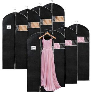 New 60'' Dress Bags for Gowns, Set of 8 Garment Bags for Hanging Clothes